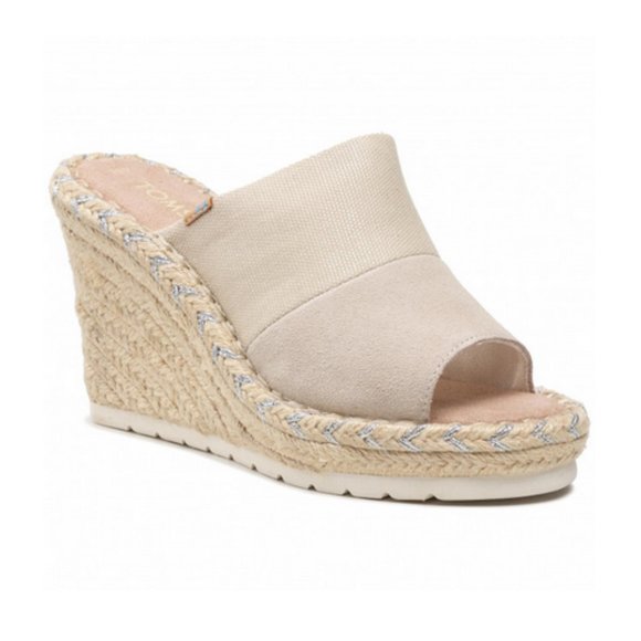 TOMS Canvas Wedge Espadrille Mule Sandals - Picture 1 of 5
